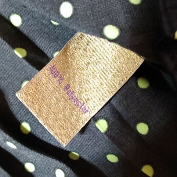 Adorable Black Dress W/ Green Polka Dots And Poofy Slit Half Sleeves - Picture 14 of 15